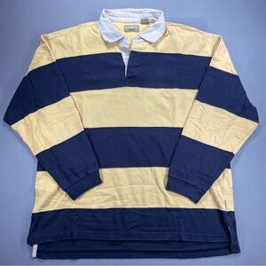 TRENDY Rugby Polo Shirt, Khakis by Arrow Striped Long Sleeve Cotton - Mens XL